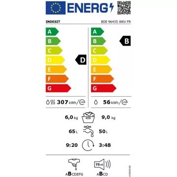 Lave linge séchant hublot 							INDESIT				BDE96435WKVFR