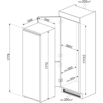 Réfrigérateur 1 porte encastrable 							SMEG				S8L1721E