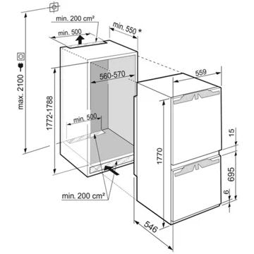 Réfrigérateur combiné encastrable 							LIEBHERR				ICNE5133-20