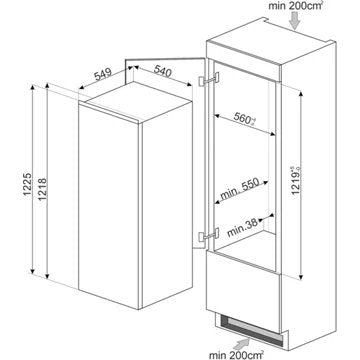 Réfrigérateur 1 porte encastrable 							SMEG				S4L120E