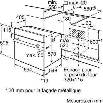 Four encastrable 							BOSCH				HBF153ES1 Serenity Serie 2