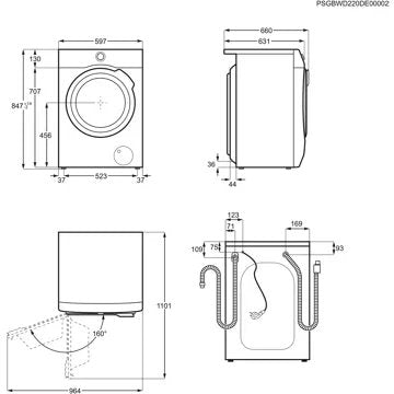 Lave linge séchant hublot 							AEG				LWR98C166X