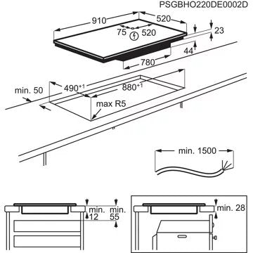 Table induction							ELECTROLUX				EIV95550 Flex90 H2H