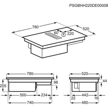 Table induction aspirante							ELECTROLUX				KCD83443 évacuation