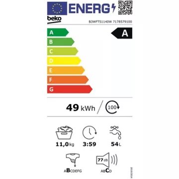 Lave linge hublot 							BEKO				B3WFT51140W Reconditionné