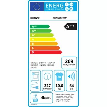 Sèche linge pompe à chaleur							HISENSE				DH5S102BW