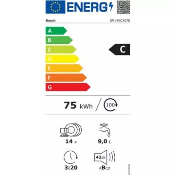 Lave vaisselle encastrable 							BOSCH				SMV4ECX07E Serenity Série 4 Silence Plus