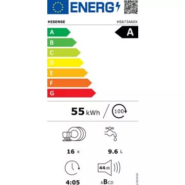 Lave vaisselle 60 cm							HISENSE				HS673A60X