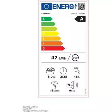 Lave linge hublot 							SAMSUNG 				WW80T734DWHAS3
