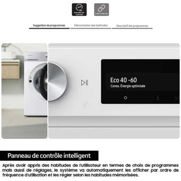 Lave linge hublot 							SAMSUNG 				WW80T734DWHAS3