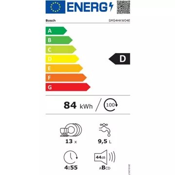 Lave vaisselle 60 cm							BOSCH				SMS4HKW04E Serenity Serie 4 Silence Plus