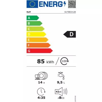 Lave vaisselle encastrable 							NEFF				S175ECX12E Porte à Glissières