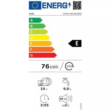 Lave vaisselle 45 cm							LISTO				LVS49 L5b
