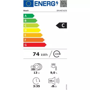 Lave vaisselle encastrable 							BOSCH				SMV4ETX07E Serenity Série 4 Silence Plus