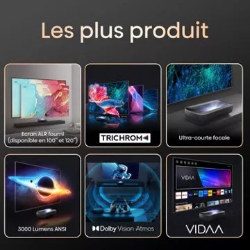 Vidéoprojecteur home cinéma							HISENSE				100L9HD Laser TV + écran ALR FRESNEL