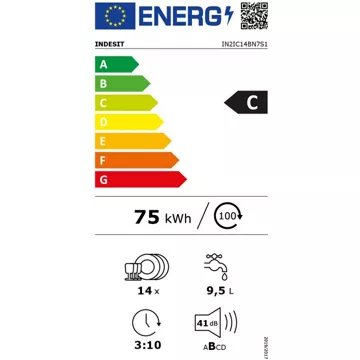 Lave vaisselle encastrable 							INDESIT				IN2IC14BN7S1 Sliding