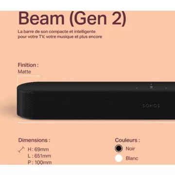 Barre de son							SONOS				Beam 2 Noir