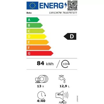 Lave vaisselle 60 cm							BEKO				LVV1347W