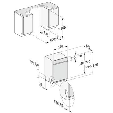 Lave vaisselle encastrable 							MIELE				G 7130 SCi Blanc AutoDos