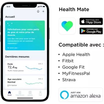 Pèse personne connecté							WITHINGS				Body Cardio Noir